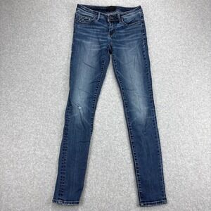 Buckle Black Jeans Womens 25 Blue Skinny Stretch Faded No. 53 Whiskered Low Rise